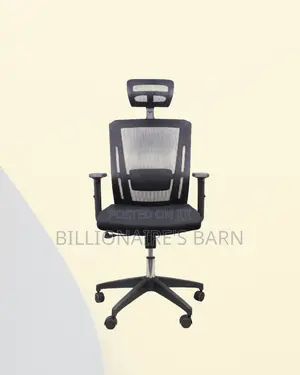 Black Mesh Office Chair Ergonomic Headrest With Nylon Base Seating