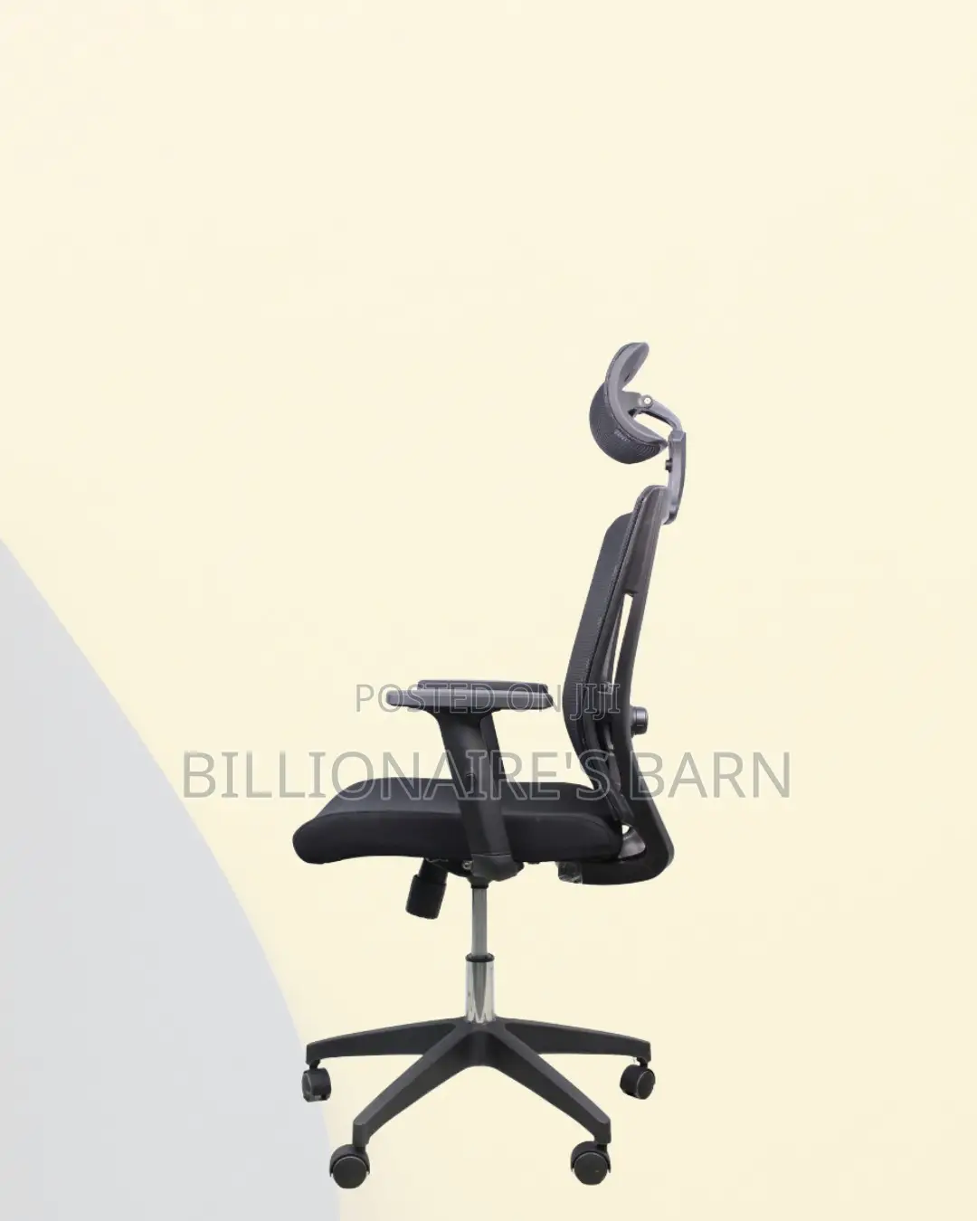 Black Mesh Office Chair Ergonomic Headrest With Nylon Base Seating