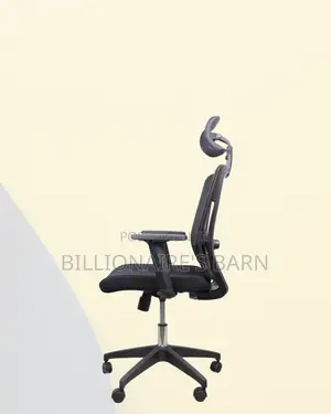 Black Mesh Office Chair Ergonomic Headrest With Nylon Base Seating