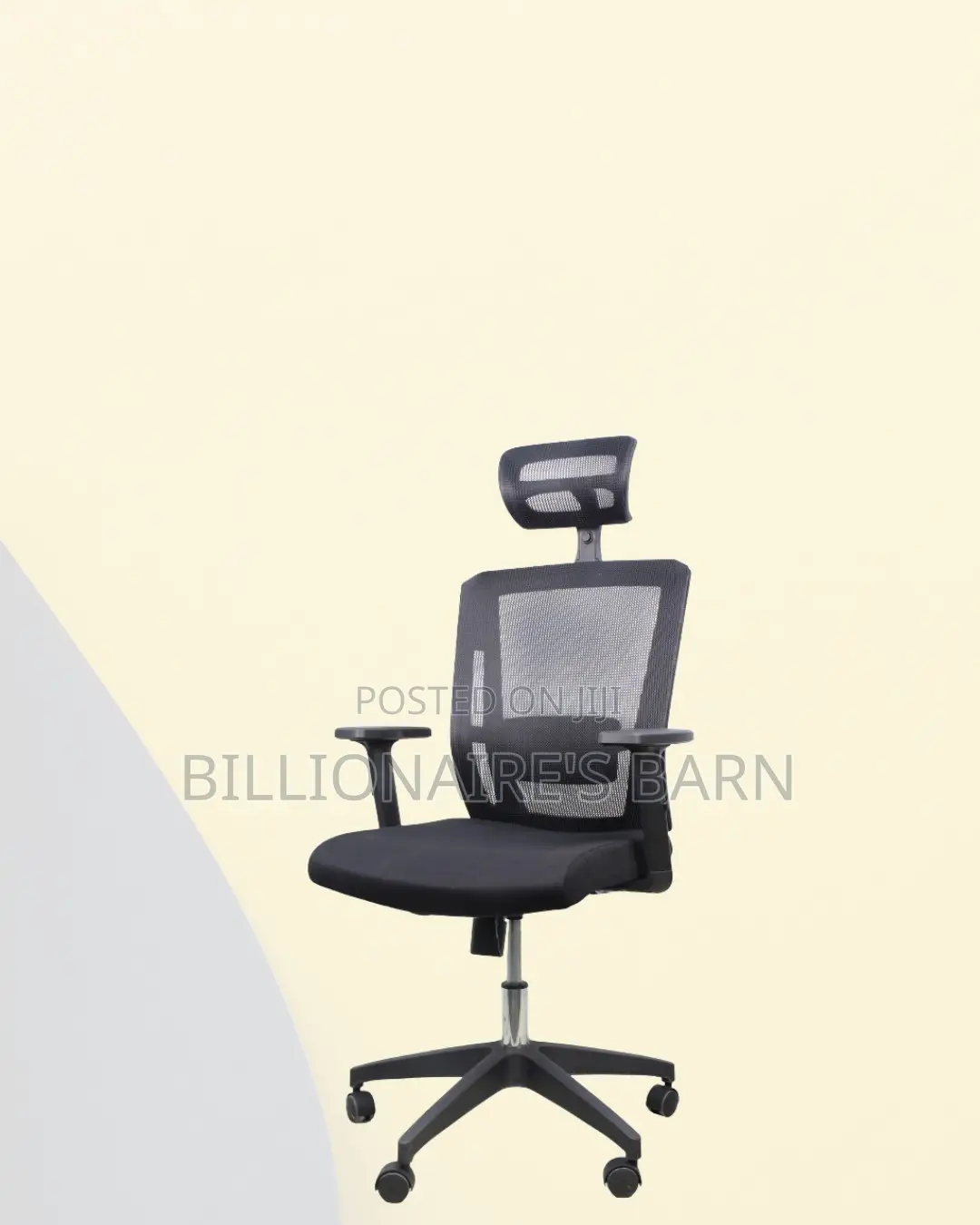 Black Mesh Office Chair Ergonomic Headrest With Nylon Base Seating