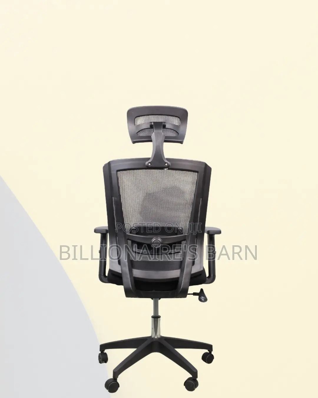 Black Mesh Office Chair Ergonomic Headrest With Nylon Base Seating