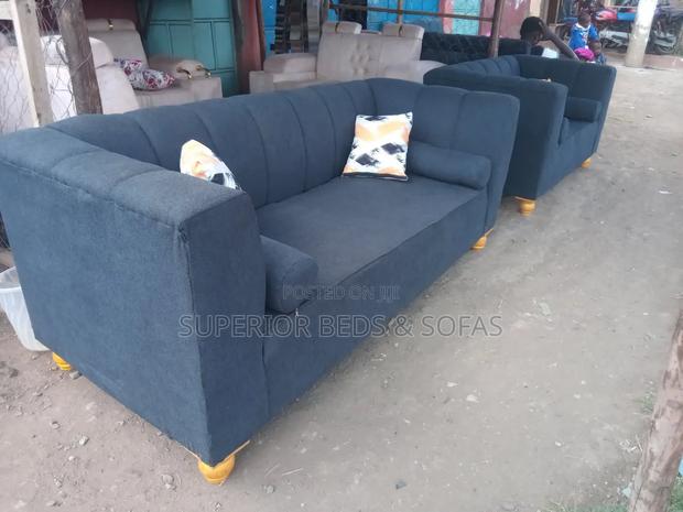 Dark Fabric 5 Seater Sofa (Set of 3 + 2)