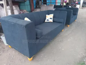 Dark Fabric 5 Seater Sofa (Set of 3 + 2)