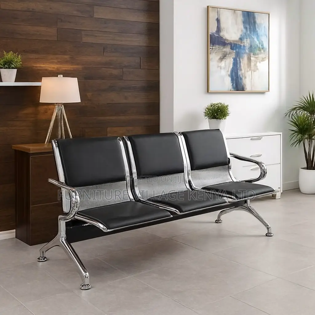 Waiting Bench; 3-link Padded Waiting Office Bench