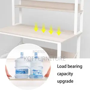 Office Desk : White Study Desk With Top Shelves