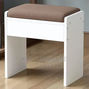 Vanity Stool : Upholstered Ottoman Stool With H-Shaped