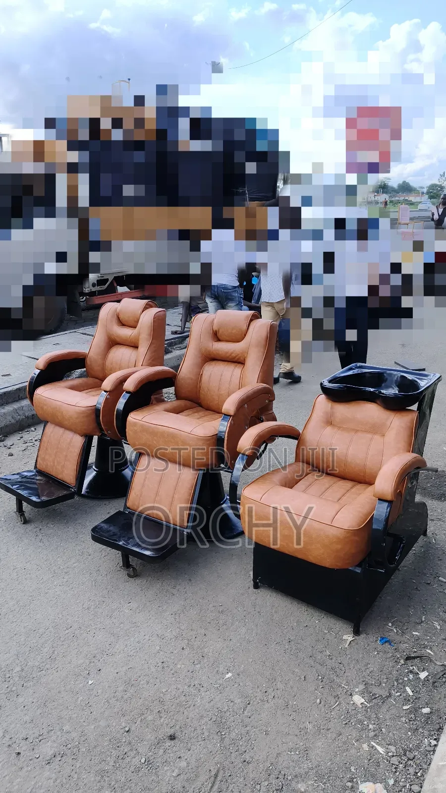 2 Executive Kinyozi Seats Plus 1 Sink Chair