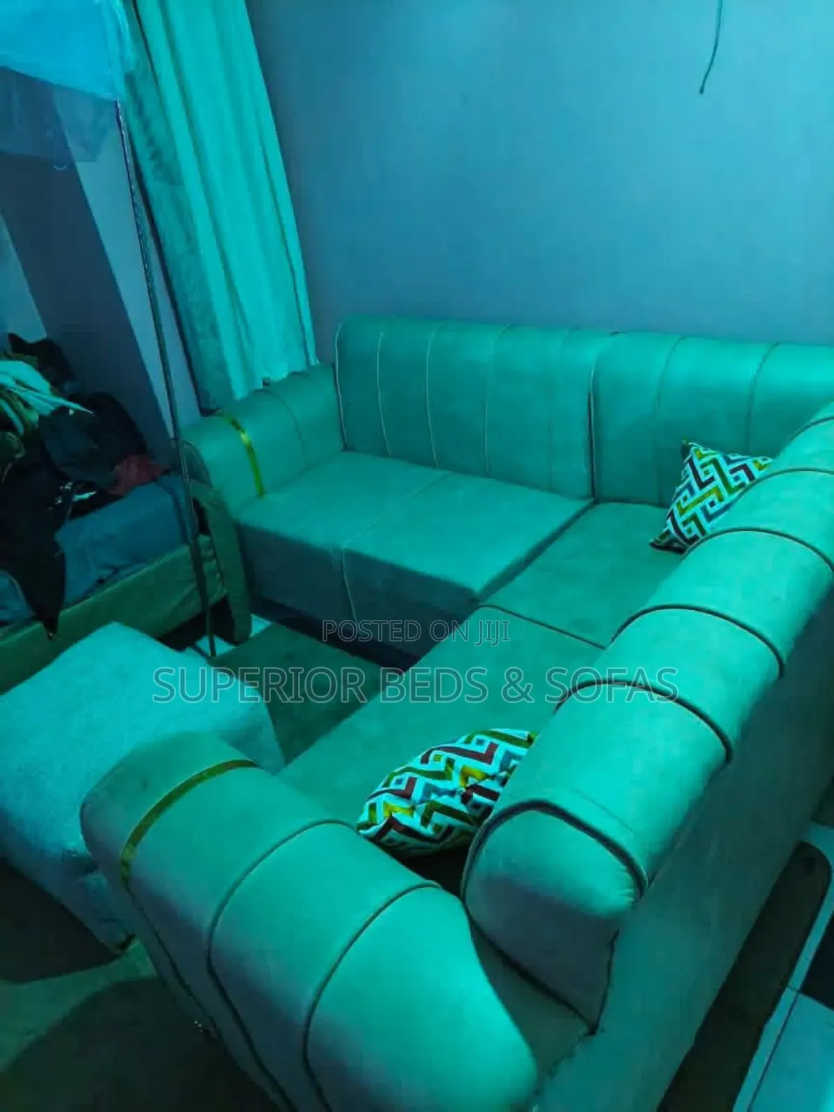 5 Seater L-Shaped Fabric Sofa + Ottoman