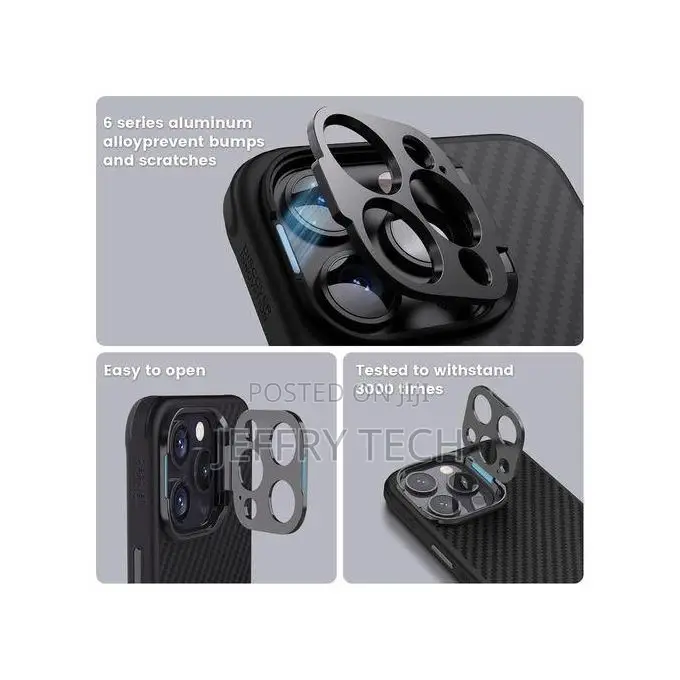 Nilkin iPhone 15 Pro Max Phone Case, Camshield Carbon Fiber Prop Serik