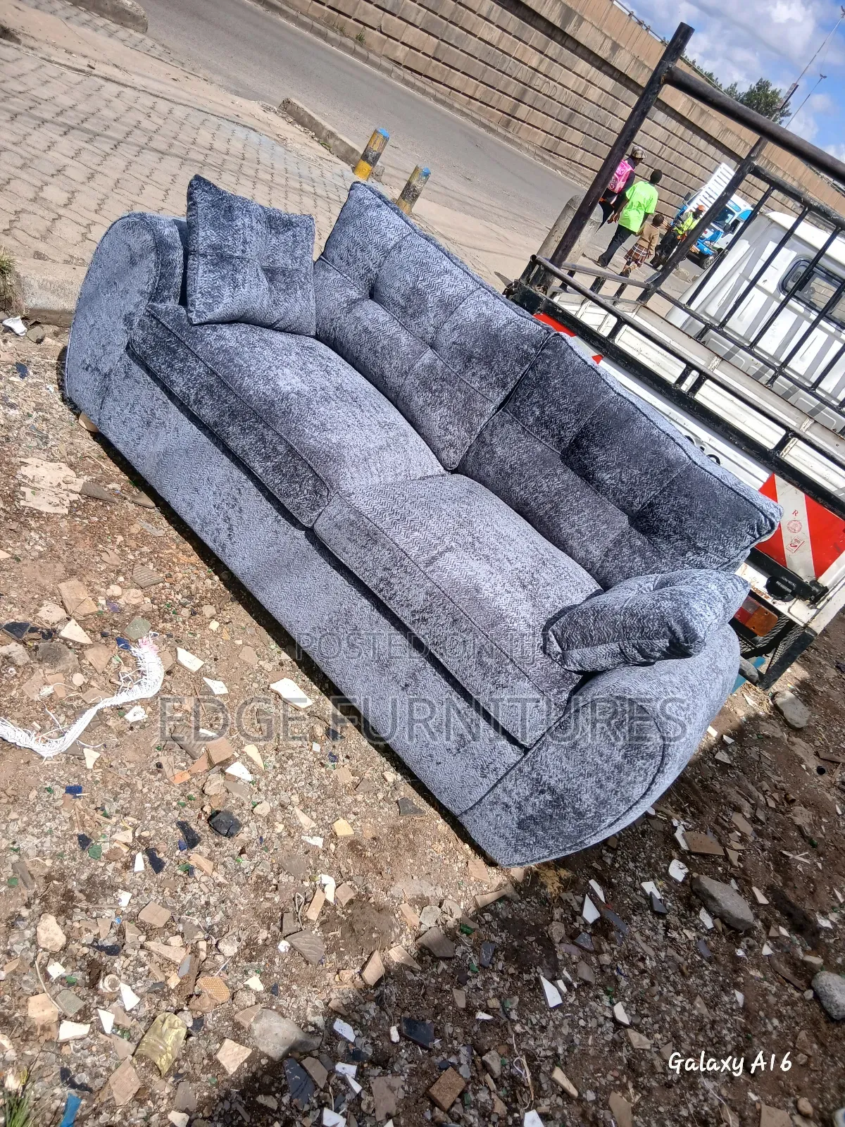 Dark Grey Batterfly Three Seater Sofa Sell