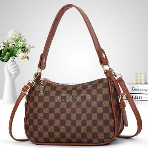 Brown Monogram Canvas Shoulder Bag With Leather Trim Gold Hand Ware - thumbnail 2