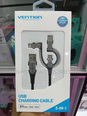 Vention 3-in-1 Usb Charging Cable With Lightning, Usb-C, and Micro-B