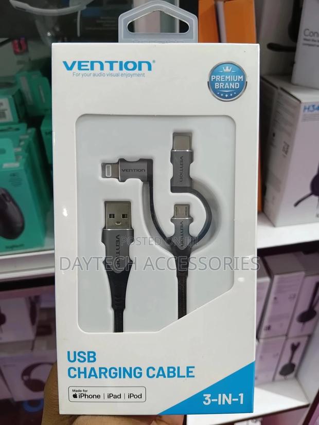 Vention 3-in-1 Usb Charging Cable With Lightning, Usb-C, and Micro-B - thumbnail 2