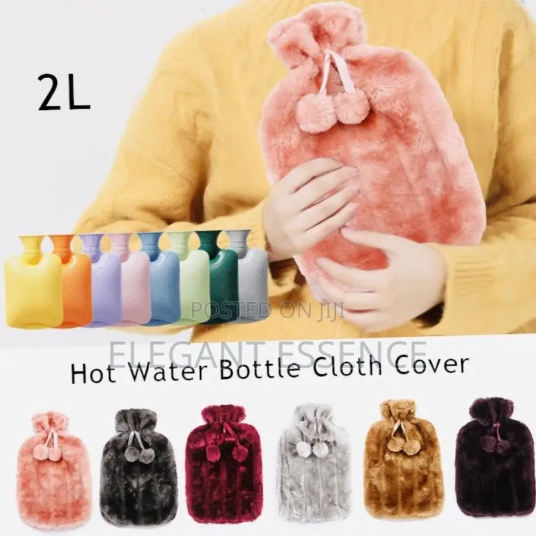 Hot Water Bottle With Soft Fur Plush Cover Bed Warmer