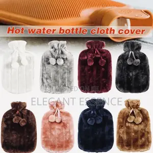 Hot Water Bottle With Soft Fur Plush Cover Bed Warmer