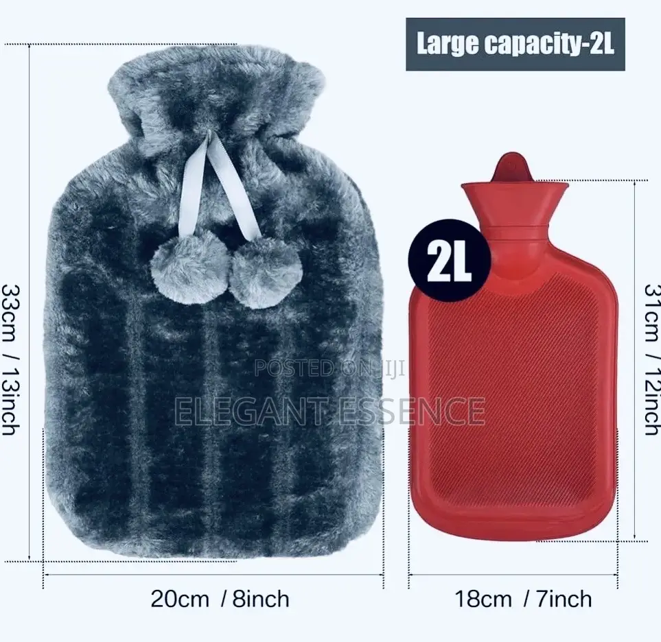 Hot Water Bottle With Soft Fur Plush Cover Bed Warmer