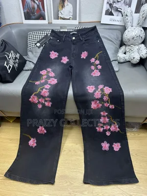 Embroidered Wide-Leg Jeans