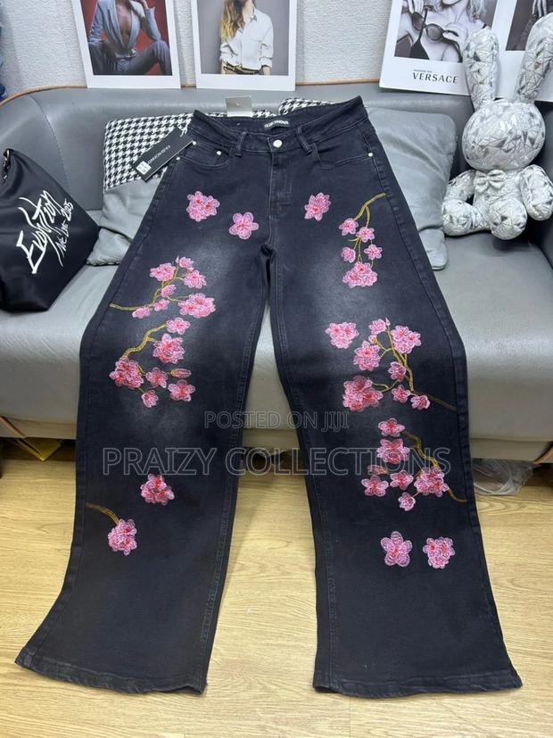 Embroidered Wide-Leg Jeans - main view