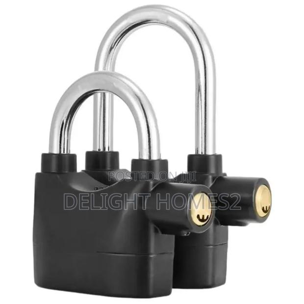 Stainless Steel Black Padlock With Alarm_dav