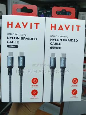 This Is a Havit Cb6310 60w Usb-C to Usb-C Nylon Braided Cable. - thumbnail 2