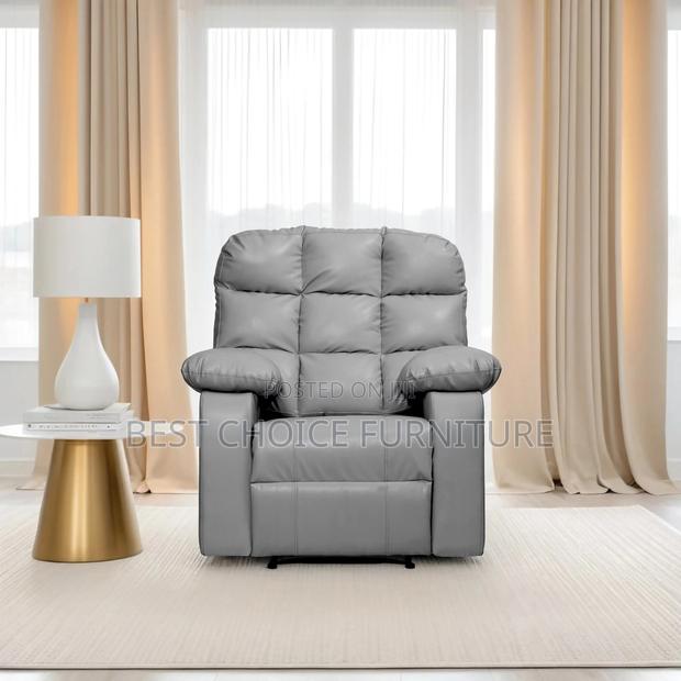 Office Sofa Sets; Executive Grey Reclining Office Sofa Chair - main view