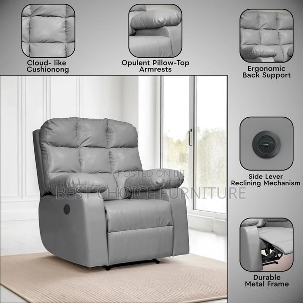 Office Sofa Sets; Executive Grey Reclining Office Sofa Chair - thumbnail 12