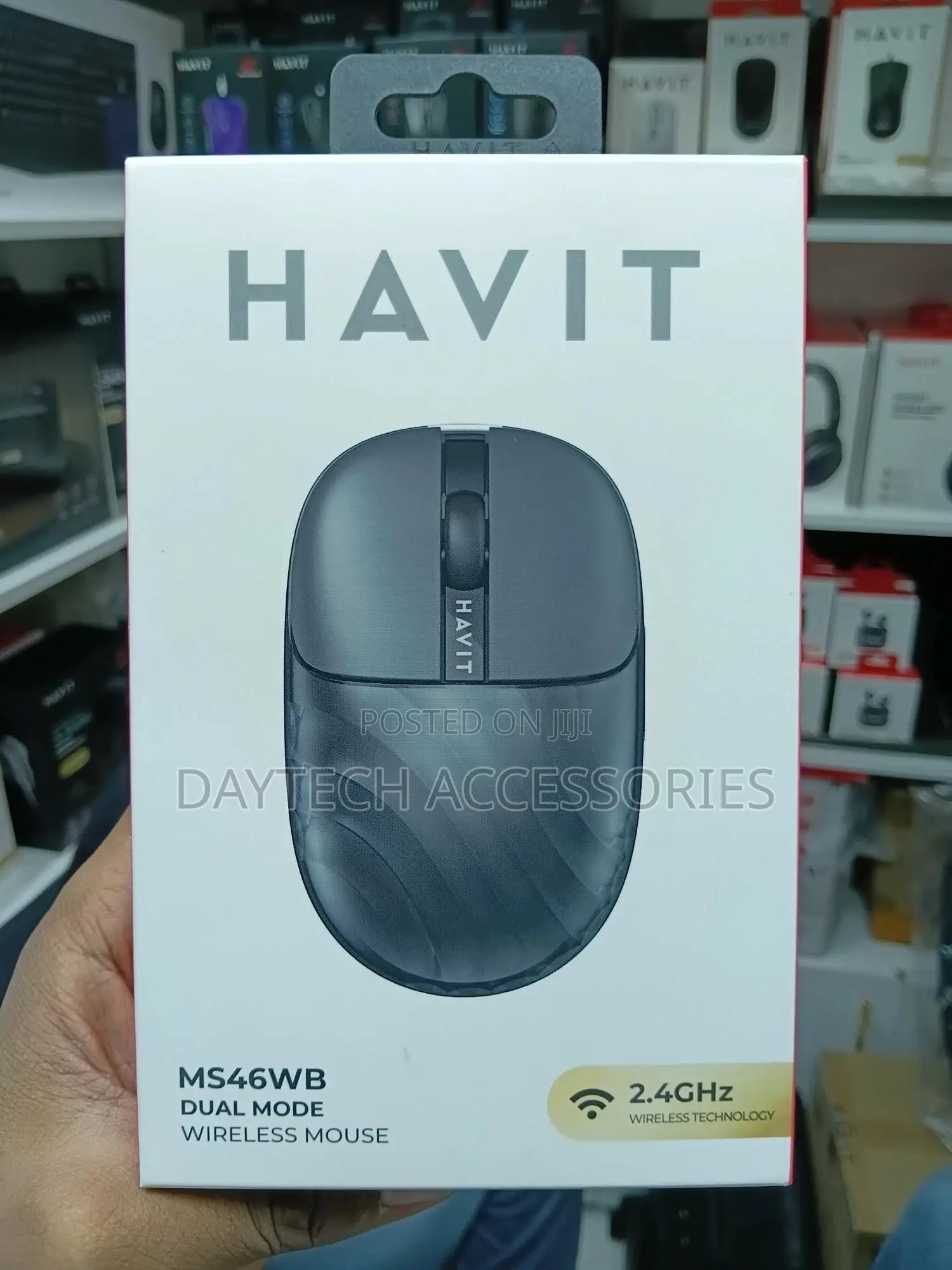 The Havit Ms46wb Dual Mode Rechargable Wireless Mouse.