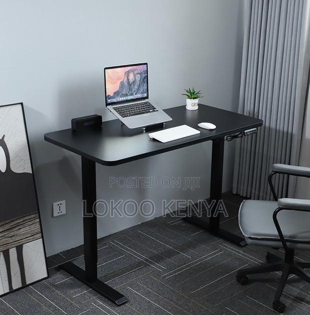 Office Desk; Adjustable 1.4 M Black Electric Standing Home Office Desk