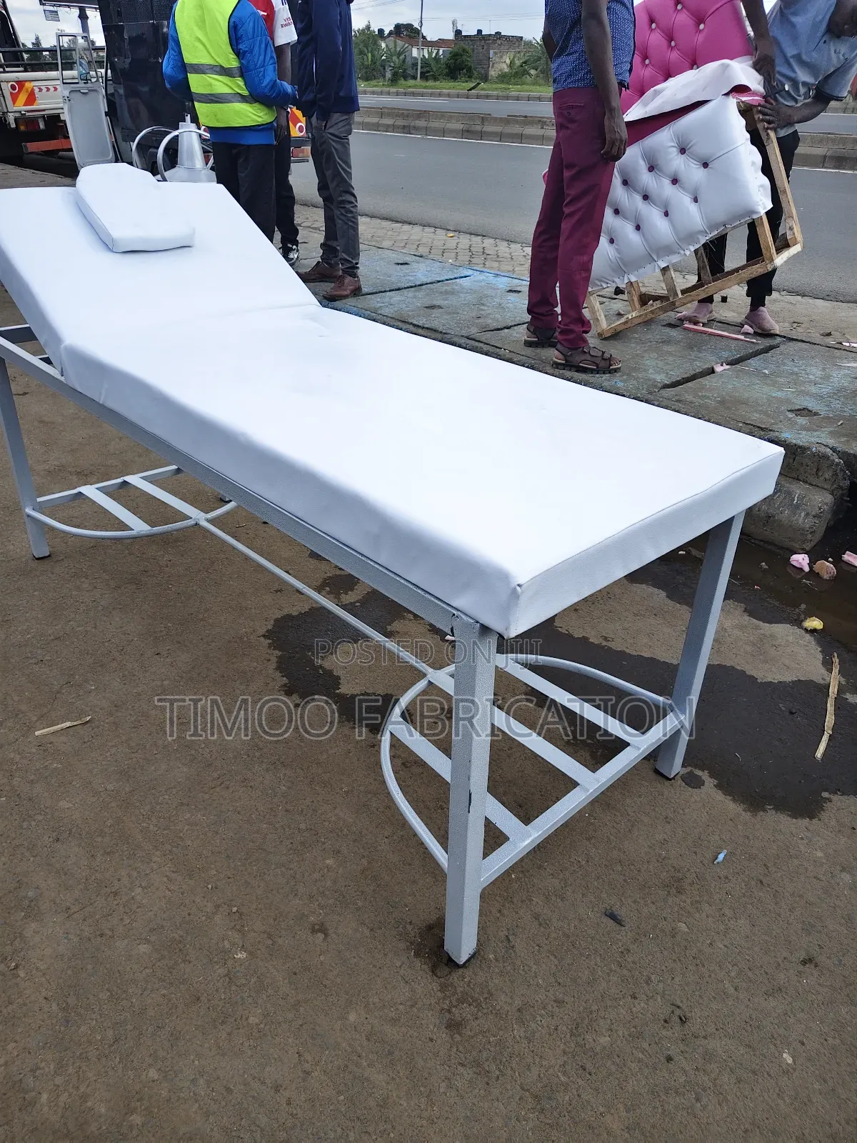 Adjustable Head Massage Bed, White Colour