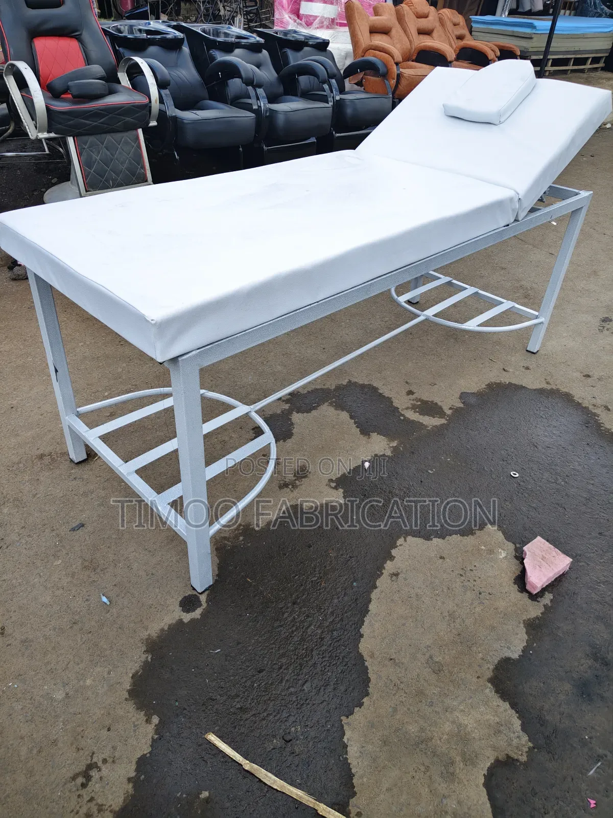 Adjustable Head Massage Bed, White Colour