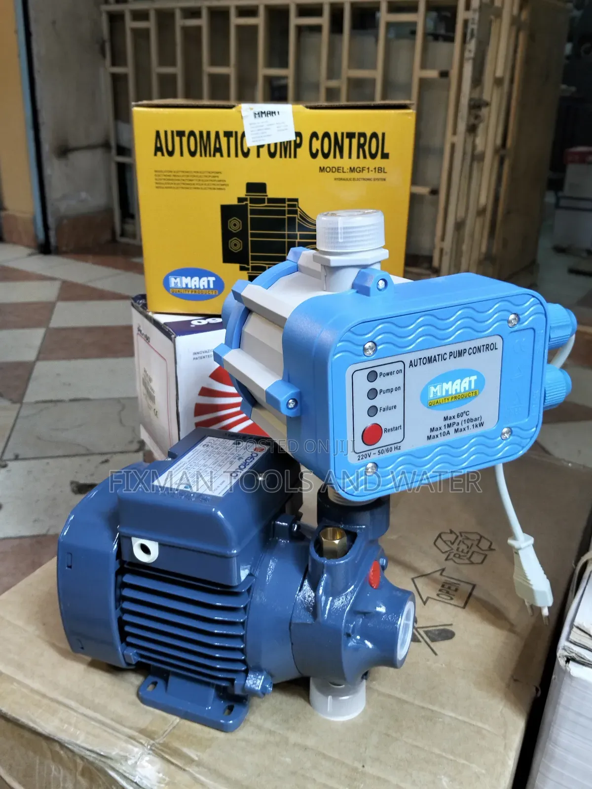 Pedrollo Water Pump 0.5hp 30m Height And Pressure Control Switch