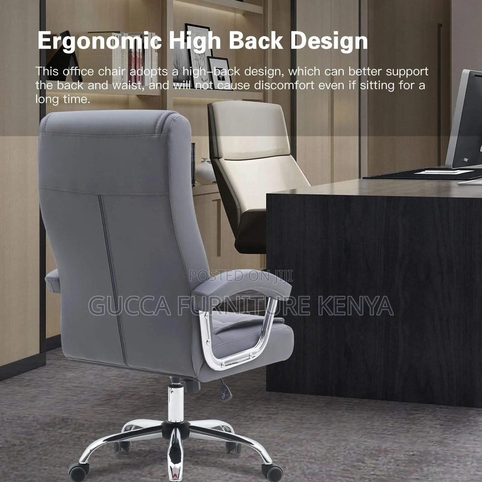 Gray Executive Leather Office Chair