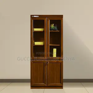 2-door Mahogany Glass Front Filling Cabinet