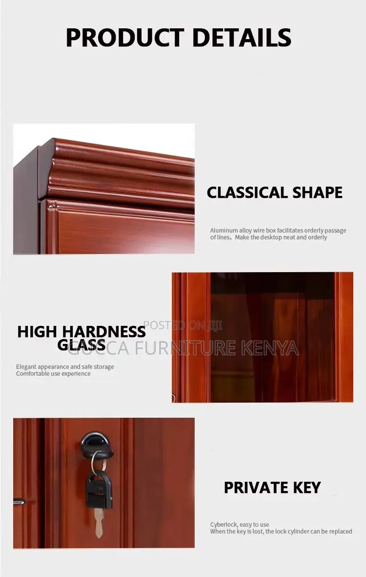 2-door Mahogany Glass Front Filling Cabinet