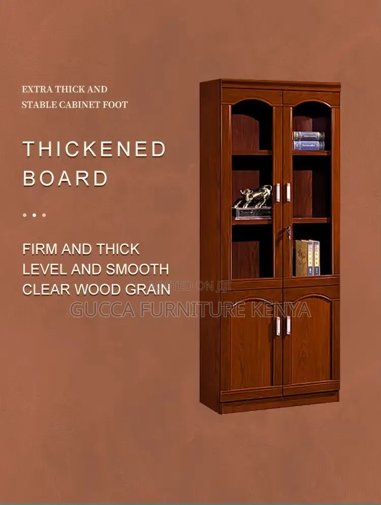 2-door Mahogany Glass Front Filling Cabinet
