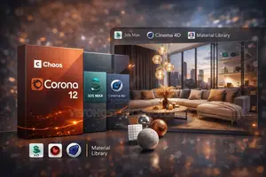 Chaos Corona 12 for 3ds Max + Cinema 4d + Material Library
