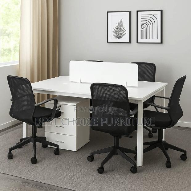 Office Workstations; Dual-Sided White Office Desk for Two Employees