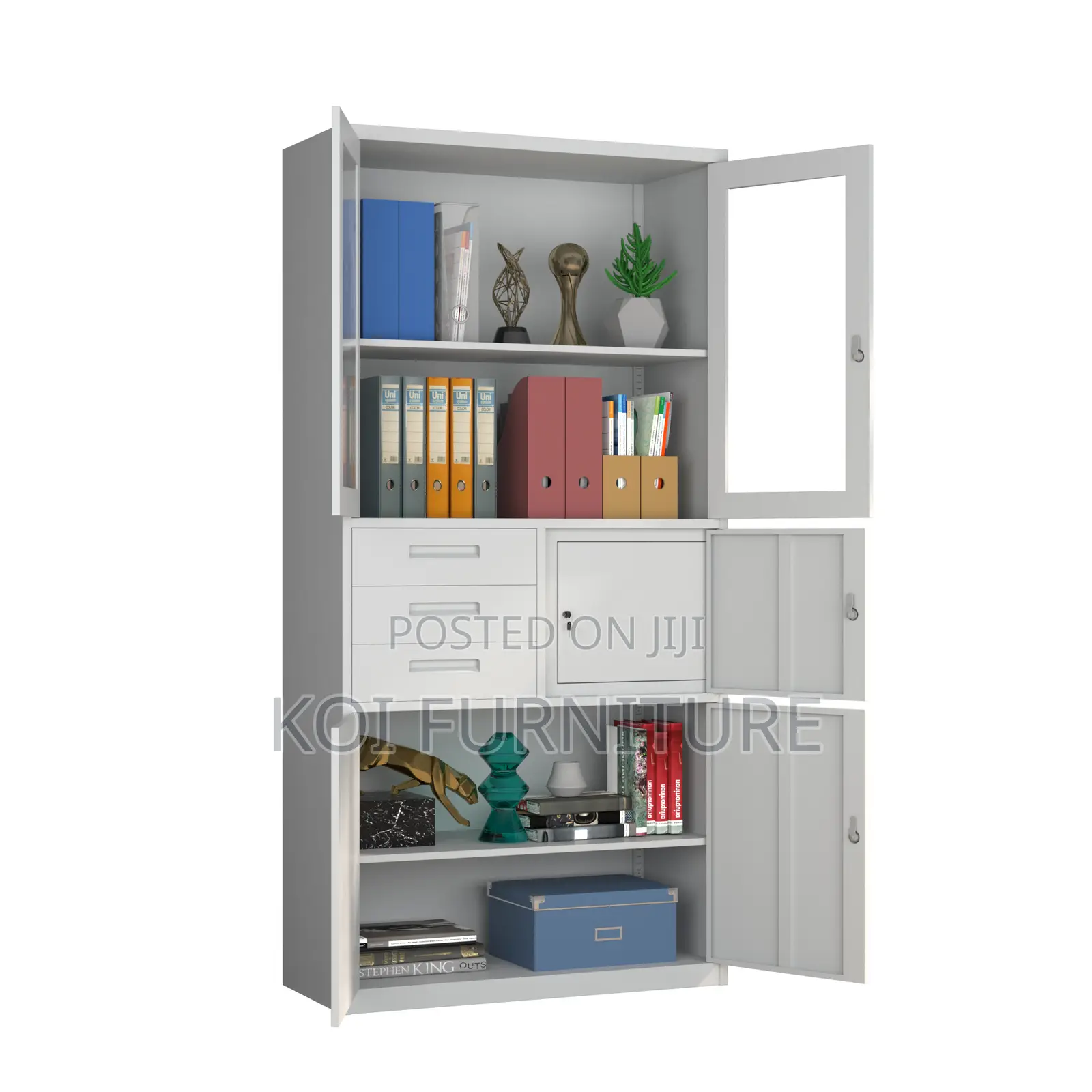Office Cabinet : Metal Filing Cabinet With Multi-Compartment Design