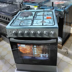 Midea 60×60 Cm 3 Gas + 1 Electric Standing Cooker – Silver