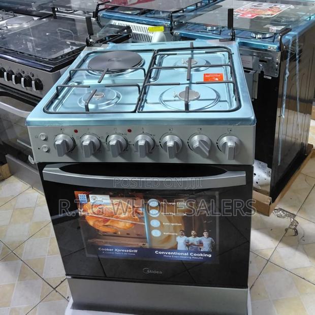Midea 60×60 Cm 3 Gas + 1 Electric Standing Cooker – Silver