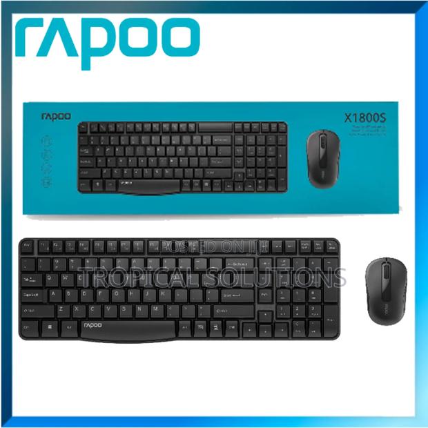 Rapoo Wireless Keyboard and Mouse X1800s - Black - main view