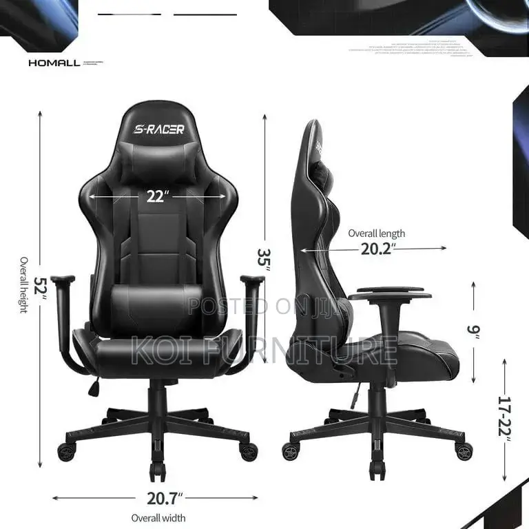 Office Chair : High-Back Gaming Leather Seat