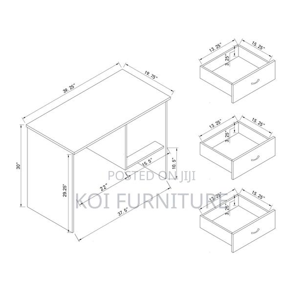 Office Desk : 90cm Office Study Desk With 3 Drawers, - thumbnail 6