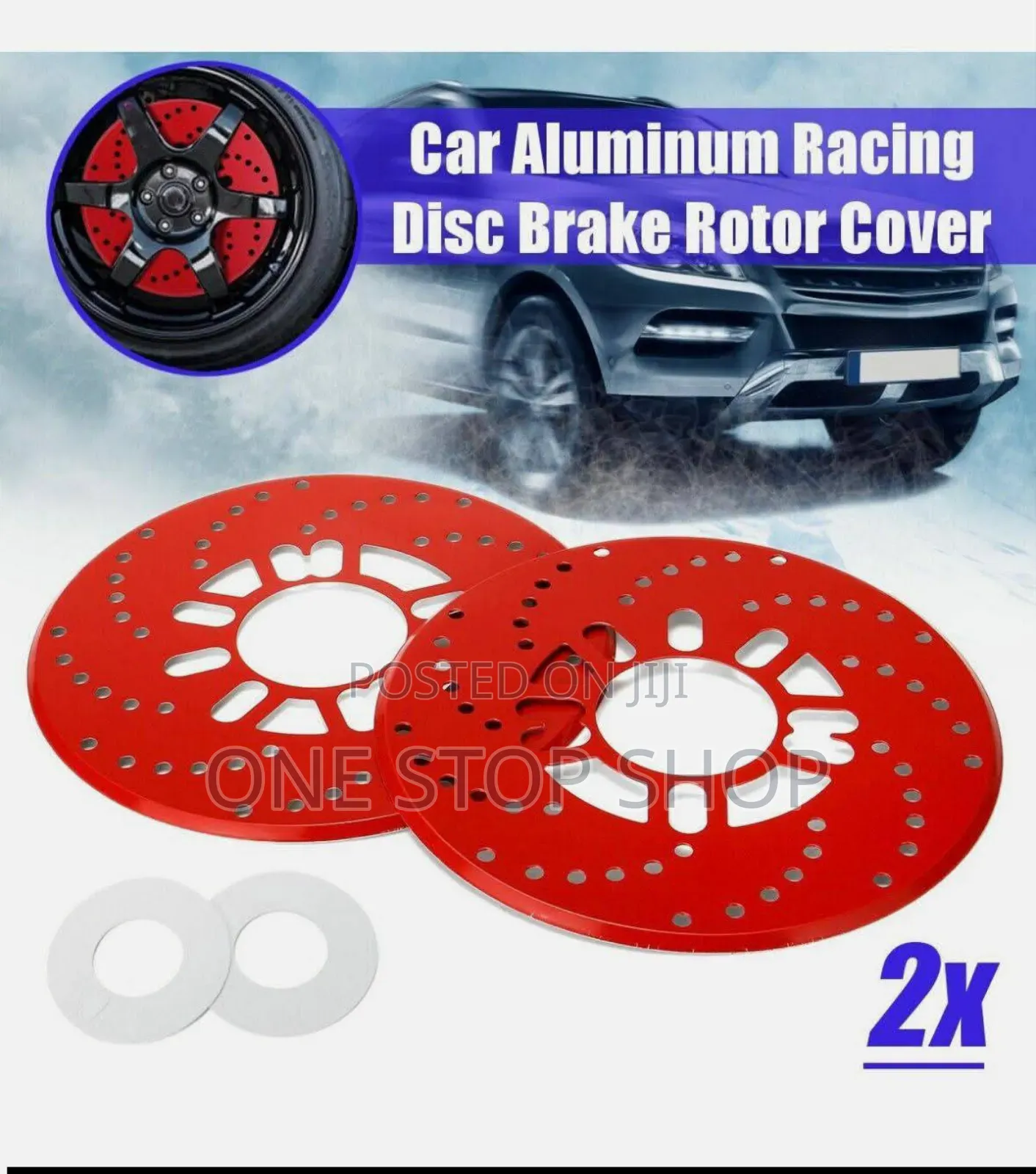 2pcs Red Brake Disc Rotor Cross Drilled Aluminum Kit