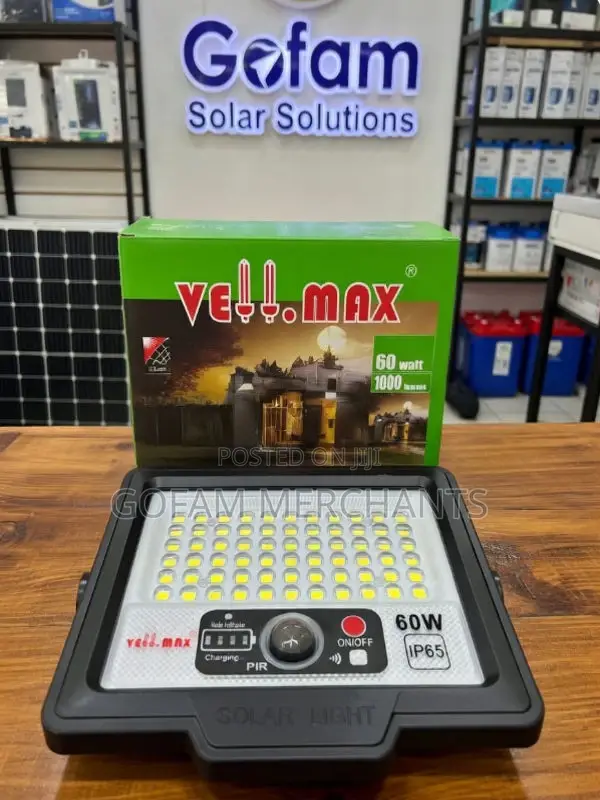 Velmax 60w Solar Light Bright Motion Sensor Ip65 Waterproof