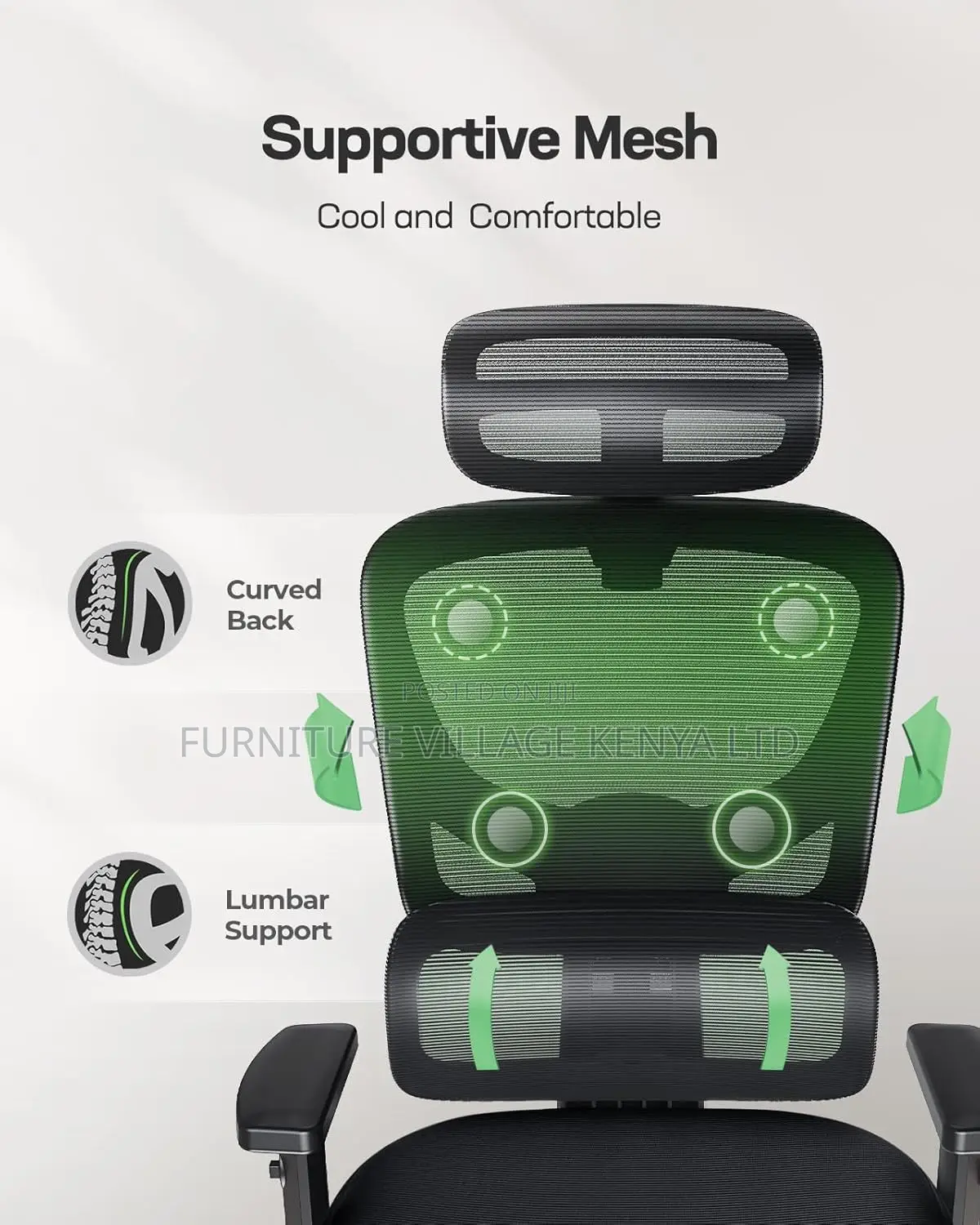 Office Seats: Mesh Office Chair With Adjustable Lumbar Support