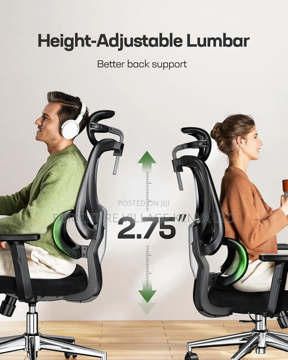Office Seats: Mesh Office Chair With Adjustable Lumbar Support