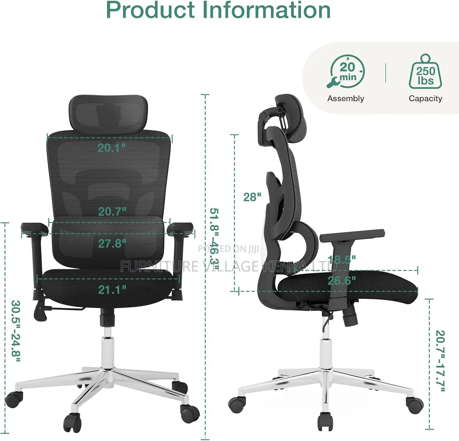 Office Seats: Mesh Office Chair With Adjustable Lumbar Support