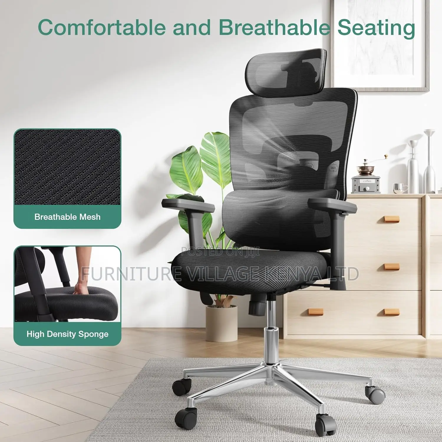 Office Seats: Mesh Office Chair With Adjustable Lumbar Support