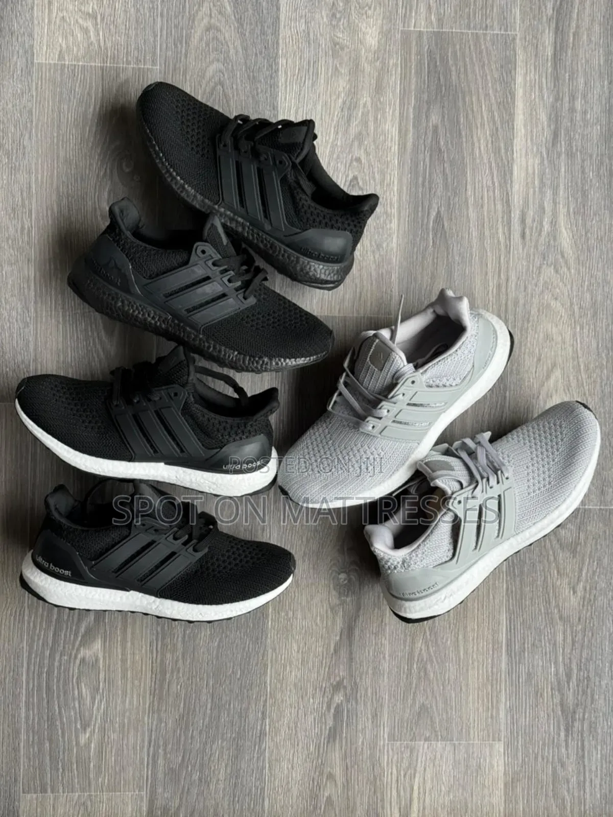 Ultraboost Adidas Sneakers Available in Grey and Black. Sizes 38-47.
